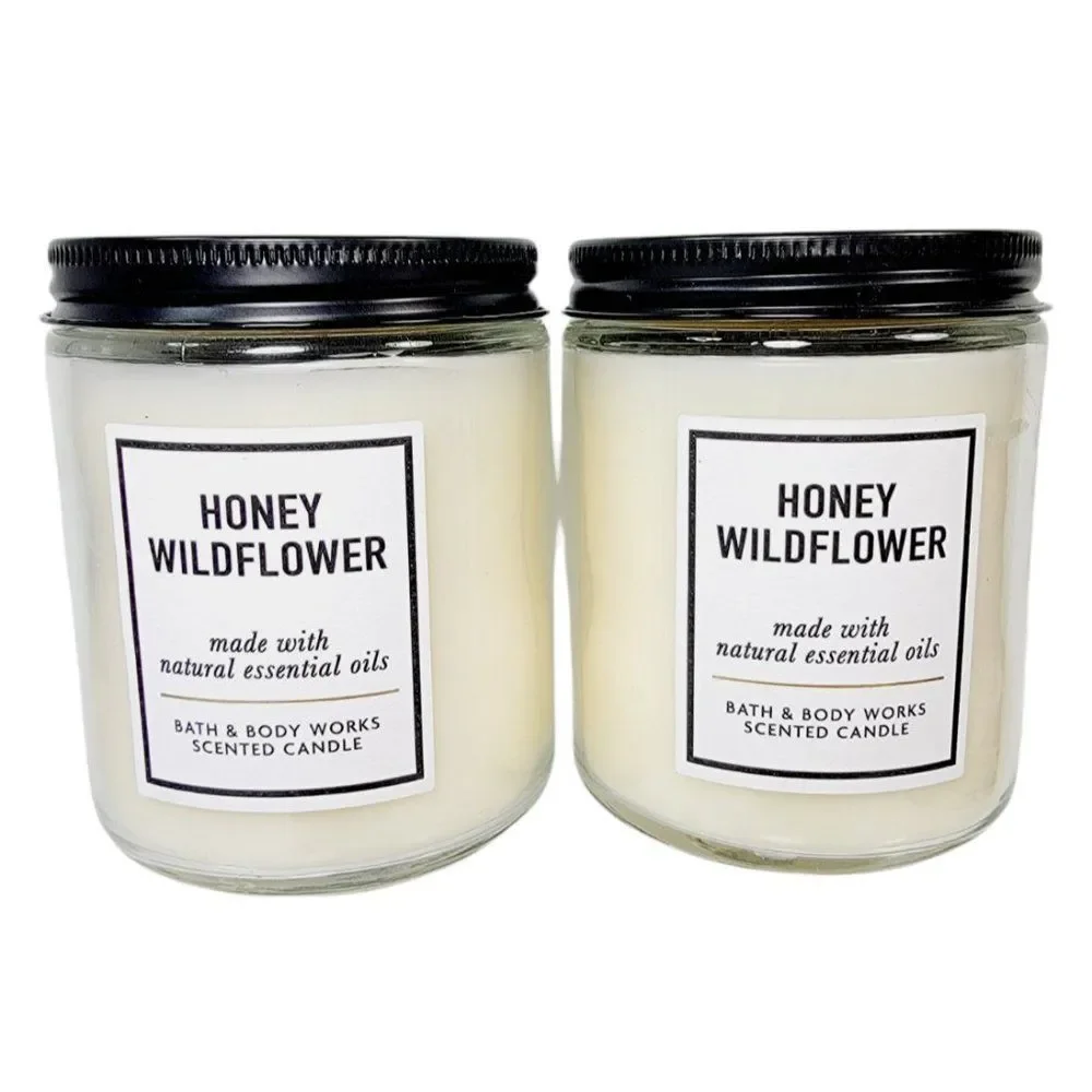 2 Bath & Body Works HONEY WILDFLOWER 1 Wick Medium 7oz Candles NEW - Picture 1 of 11